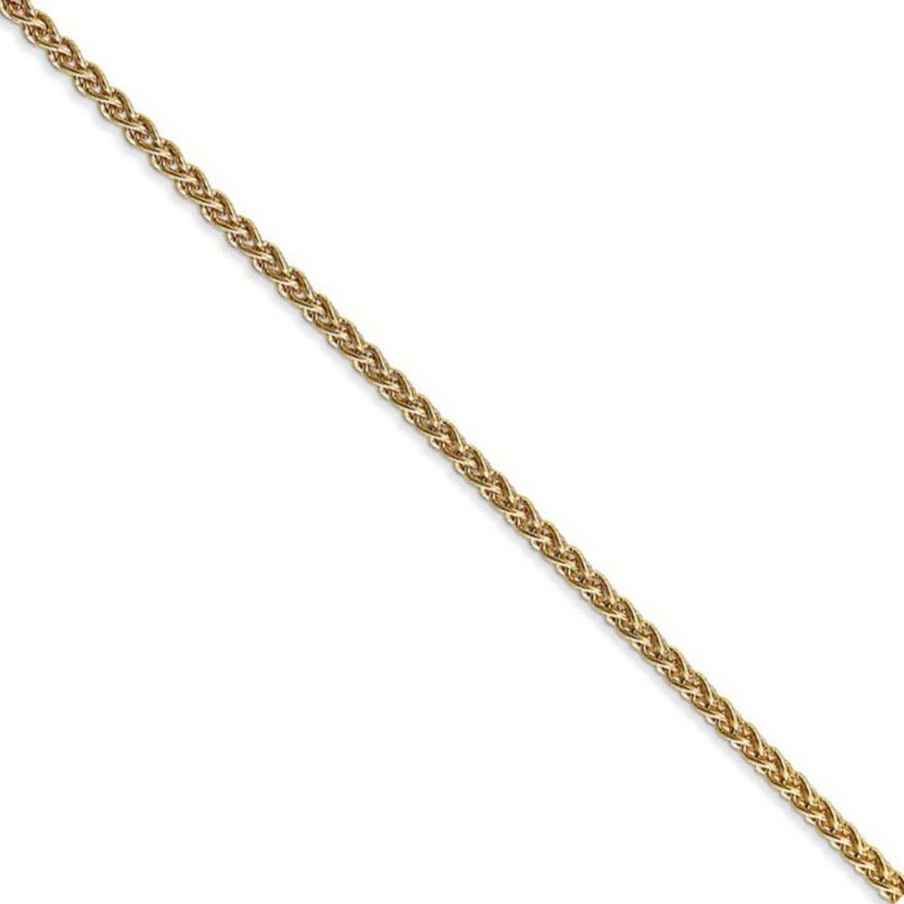 2.1mm 14k Yellow Gold Solid Wheat Chain Necklace, 22 Inch